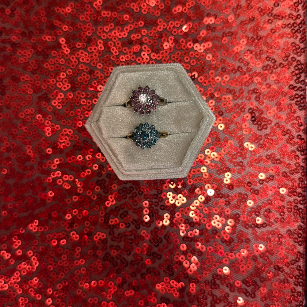 Rare Vintage Floral Cluster Ring Set – 14k GE